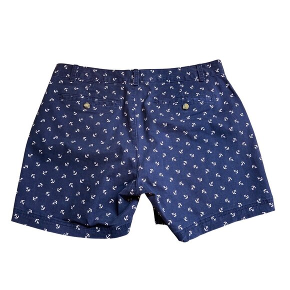 Dockers Womens Anchor Print Shorts 14 Navy Blue Nautical Summer Beach Preppy - Picture 2 of 8